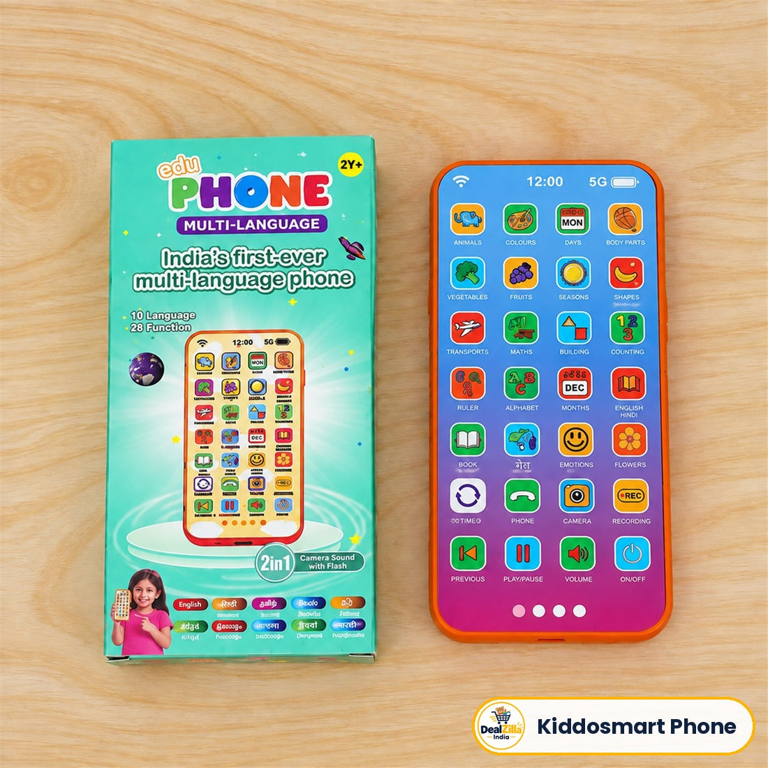 DealZilla™ KiddoSmart Screen-Free Learning Phone | Bilingual (Hindi + English)