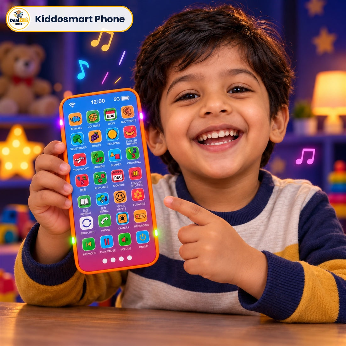 DealZilla™ KiddoSmart Screen-Free Learning Phone | Bilingual (Hindi + English)